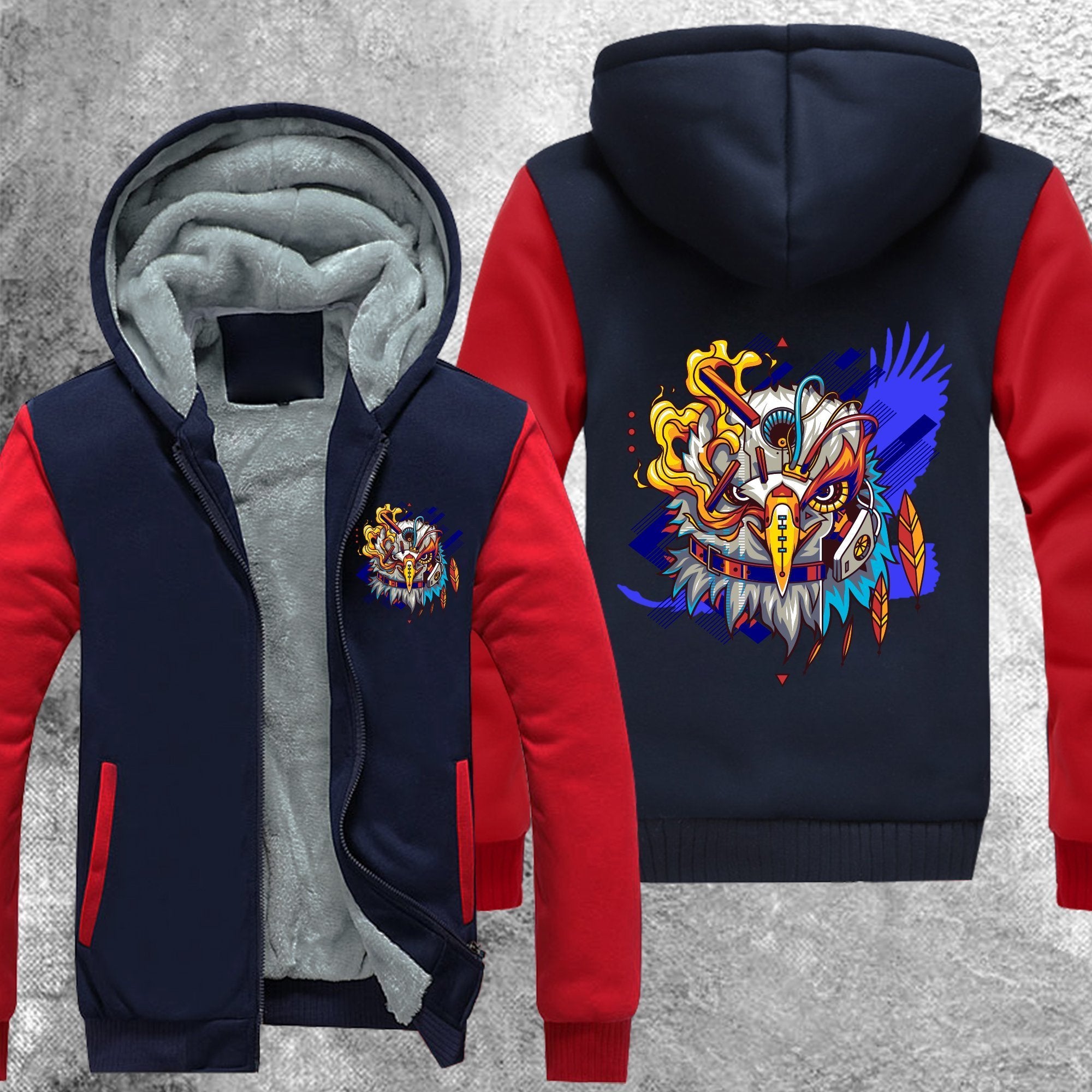 Android Eagle Fleece Jacket Red / Navy Blue S