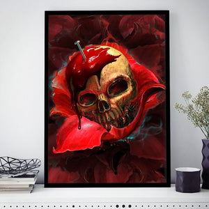 Skull In Red Bordered Frame Wall-Art Small / Black