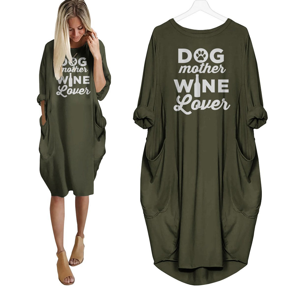 Dog Mother Wine Lover Dress Green / S