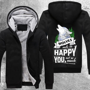 Wolves Make Me Happy You Not So Much Fleece Jacket Black / S