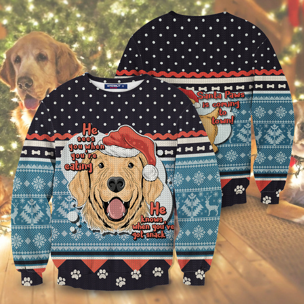 Santa Paws Is Coming To Town Unisex Sweater