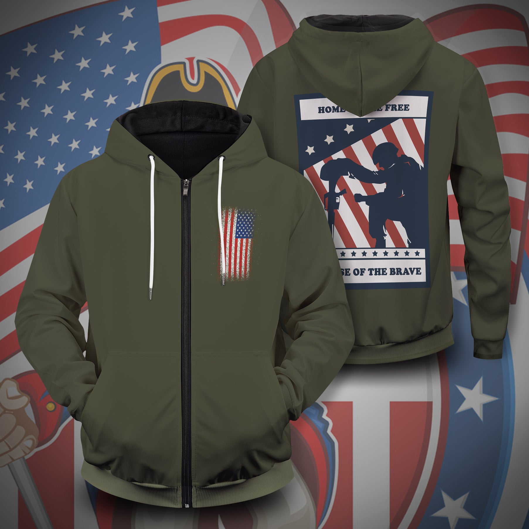 Home Of The Free Unisex Zipped Hoodie