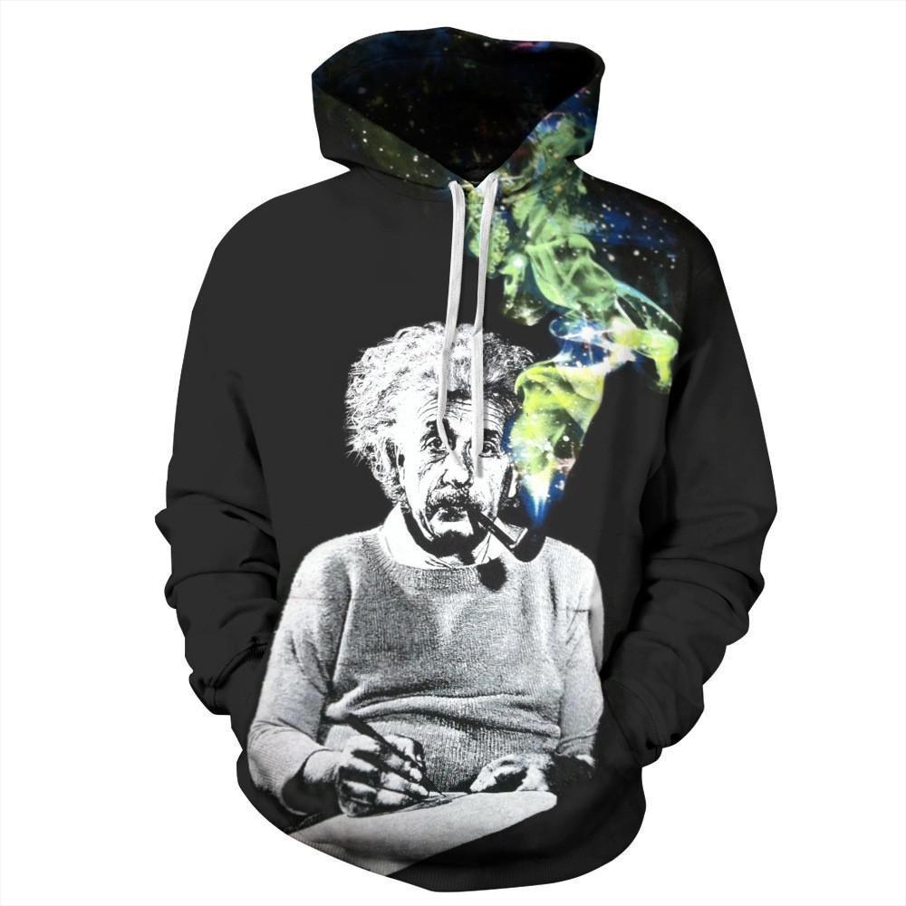 Smoking Einstein Unisex Pullover Hoodie M