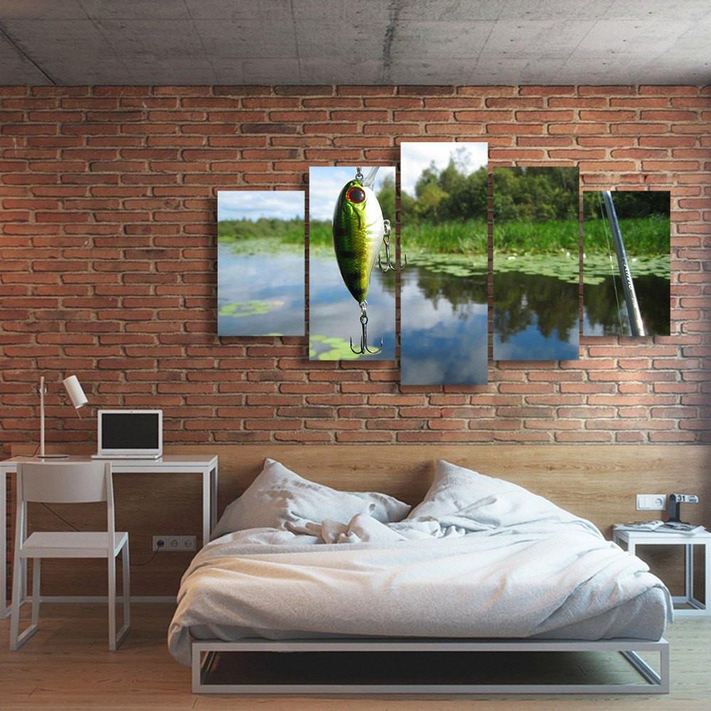 Fish Hook 5 Piece Canvas Small / No Frame Wall