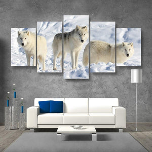 Pack Of Wolves 5 Piece Canvas Small / No Frame Wall
