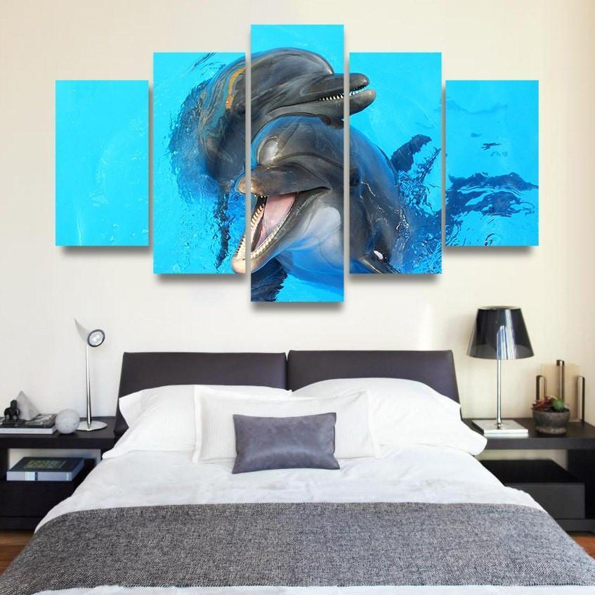 Playful Dolphins 5 Piece Canvas Small / No Frame Wall