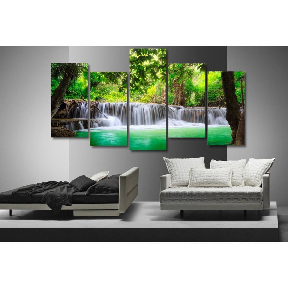 Tropical Waterfalls 5 Piece Canvas Small / No Frame Wall
