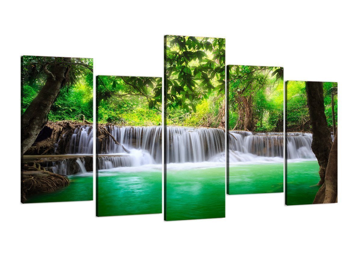 Tropical Waterfalls 5 Piece Canvas Wall