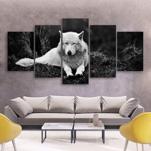 White Wolf 5 Piece Canvas Small / No Frame Wall
