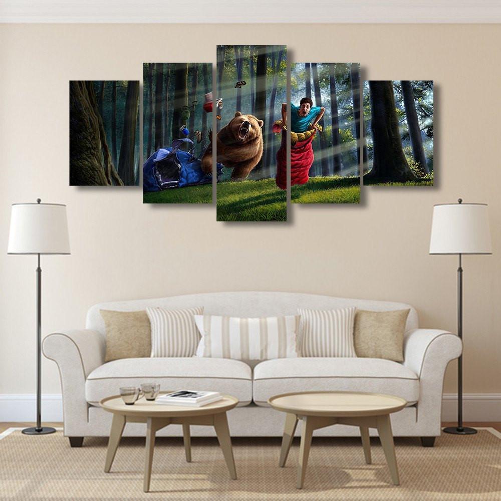 Wild Bear 5 Piece Canvas Small / No Frame Wall